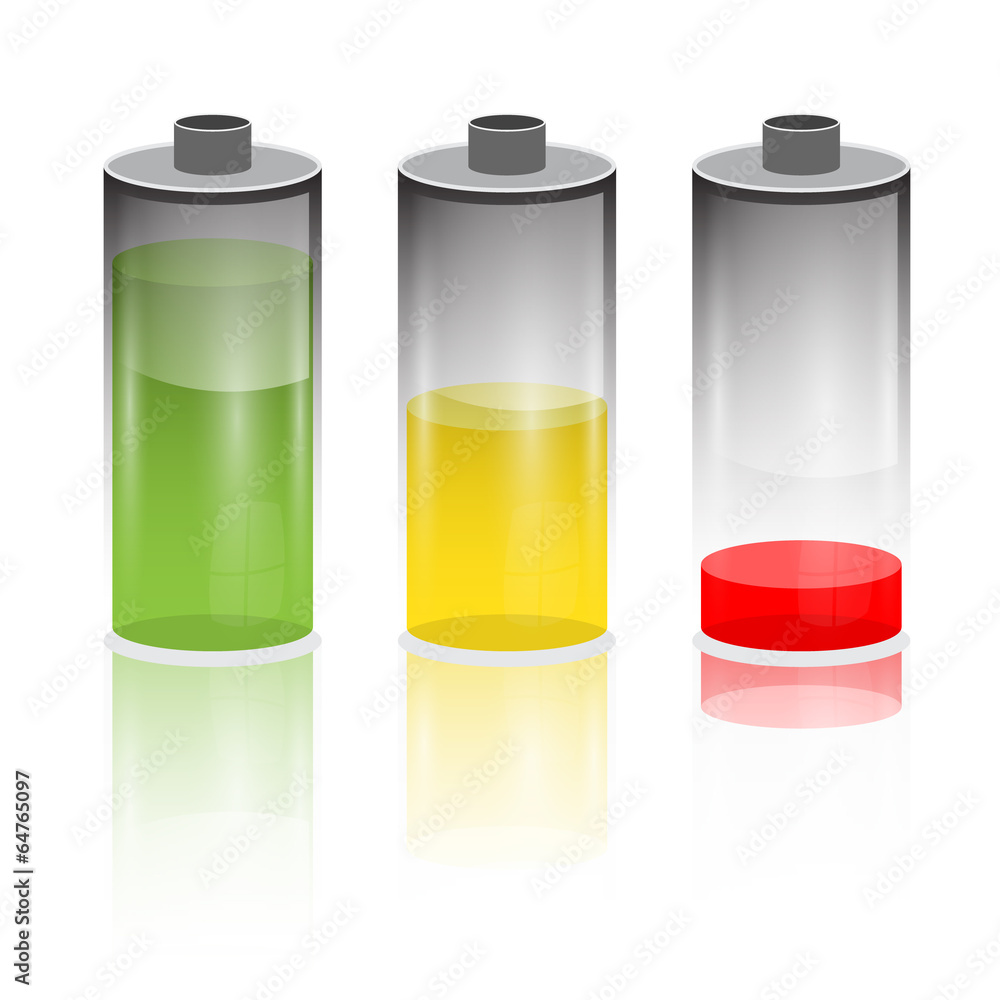Battery Life Icon Set Isolated on White Background Battery Life Icon Set Isolated on White Background