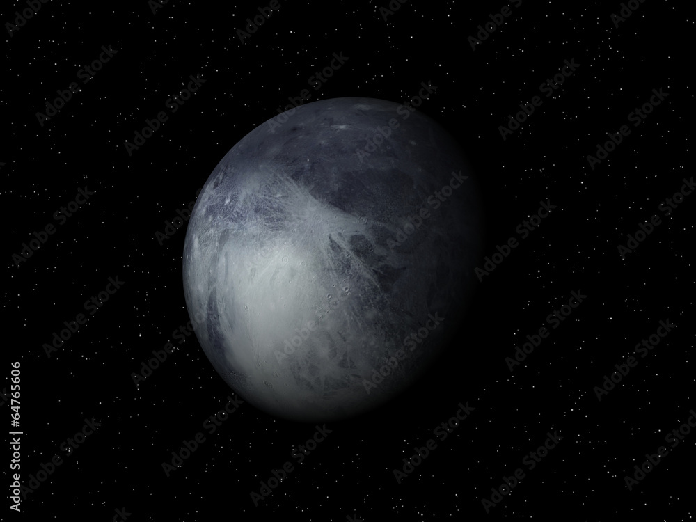 3D rendering of the planet Pluto on a starry background, high r 3D rendering of the planet Pluto on a starry background, high r