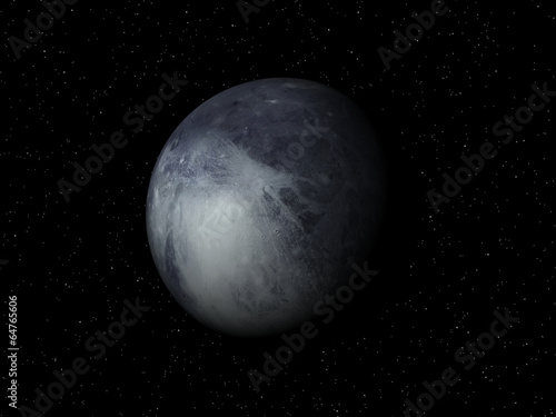 3D rendering of the  planet Pluto on a starry background, high r © mrtimmi