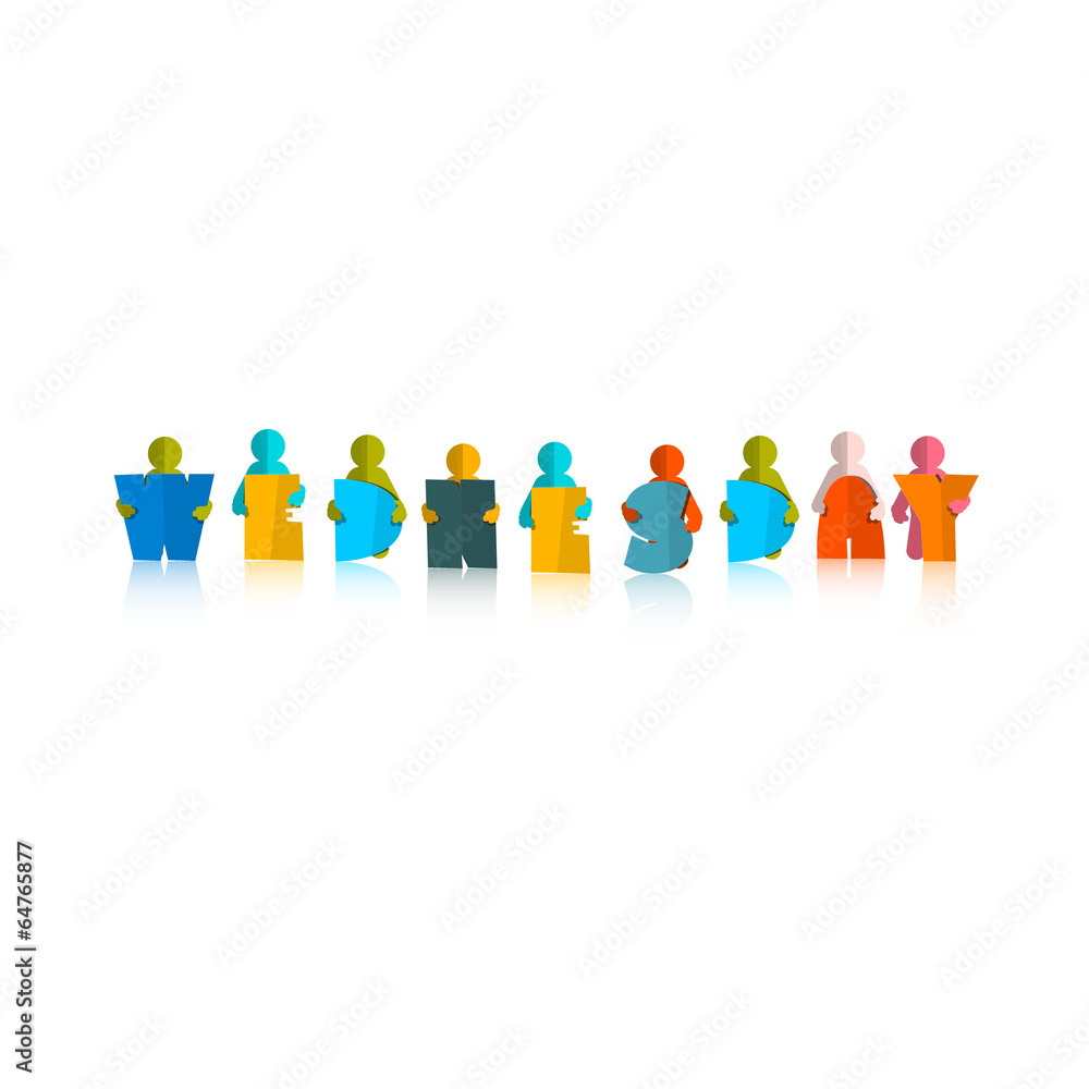 Wednesday Colorful Title - Paper Cut People
