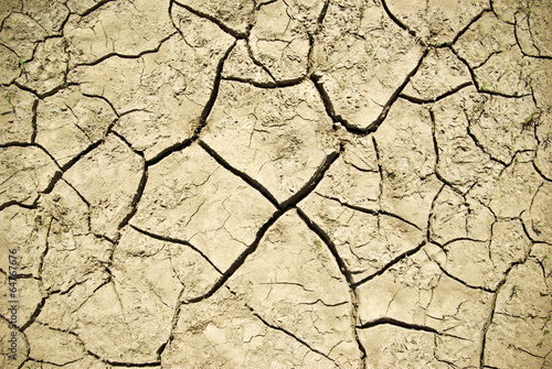 The cracks on the parched earth at the bottom