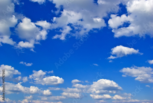 The white clouds against the pure blue sky