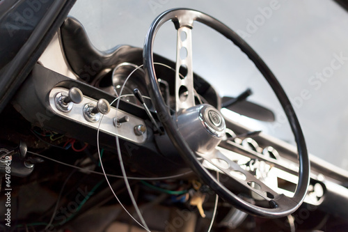 Steering wheel of a vintage car