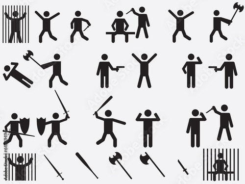People with lethal weapons set illustration