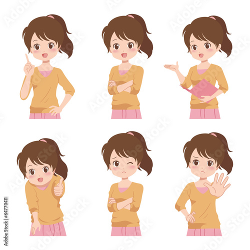 いろいろなポーズの女の子