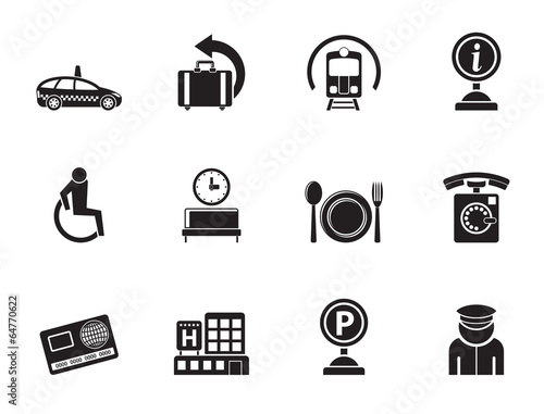 Silhouette airport, travel and transportation icons 2
