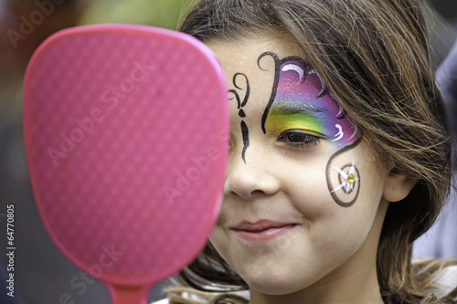 Face Painting Girl With Mirror