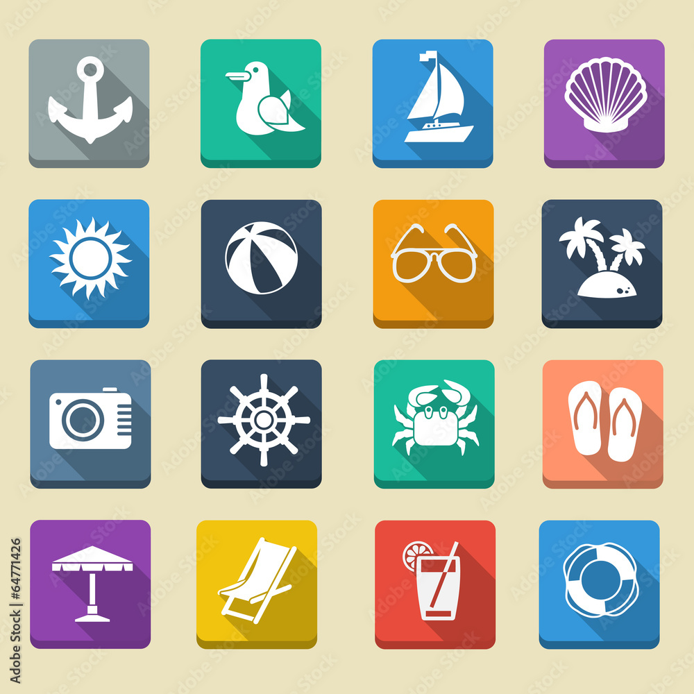 Summer Sea Vacation Icons Summer Sea Vacation Icons