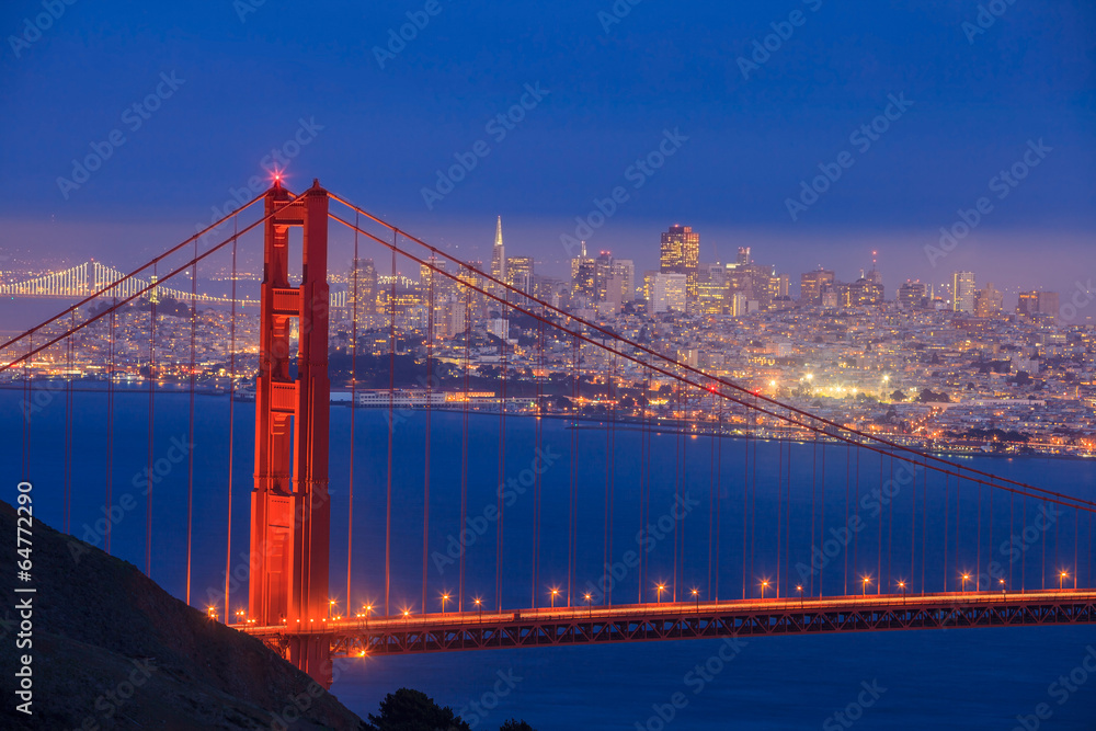 Fototapeta premium Most Golden Gate i centrum San Francisco