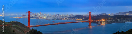 Fotografie, Obraz Golden Gate Bridge and downtown San Francisco