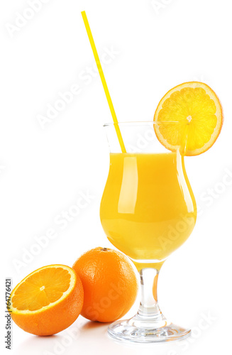 Refreshing orange cocktail isolated on white