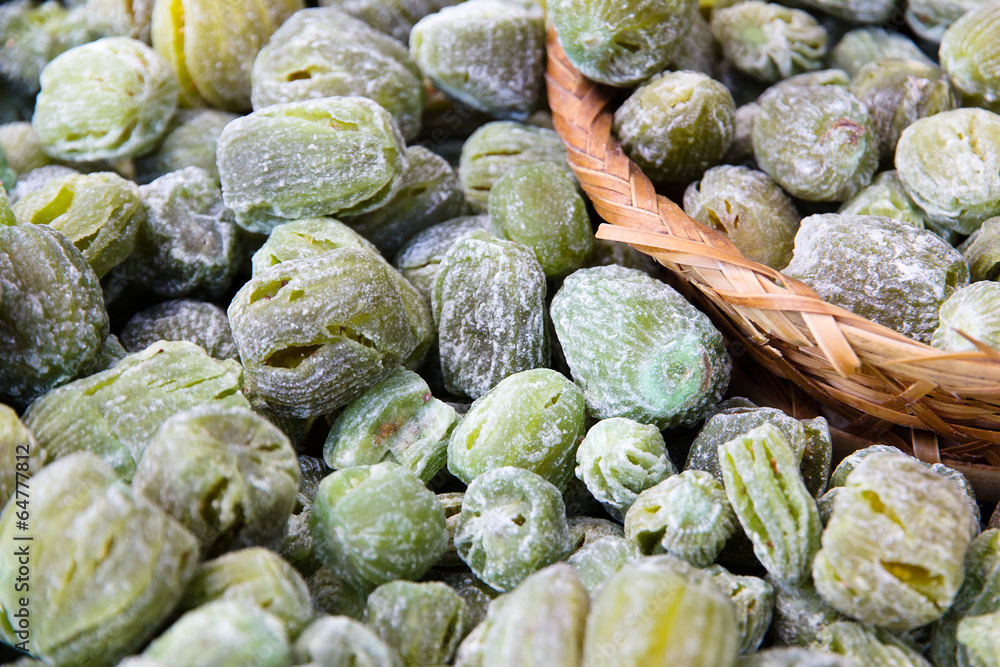 Dried fruit in market, Japanese traditional sweets Dried fruit in market, Japanese traditional sweets