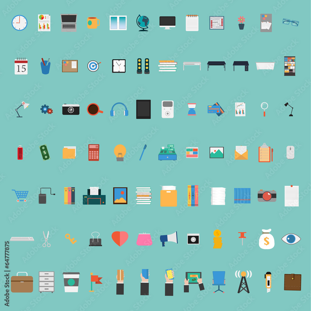 Vector Flat design of Business icon big set Vector Flat design of Business icon big set