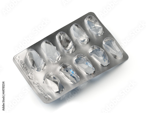empty pill blister isolated on white background Fototapeta