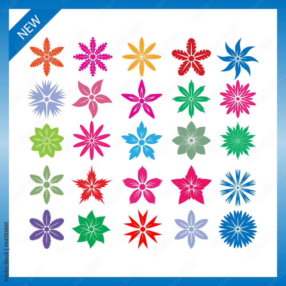 Set of vector flowers. Set of vector flowers.