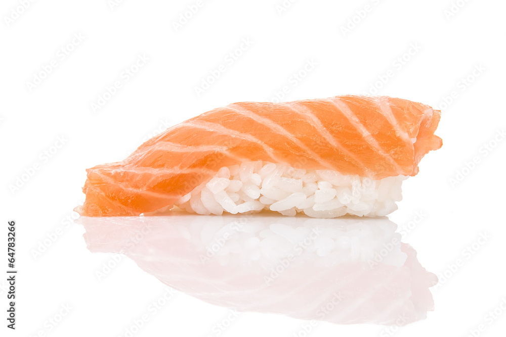 Sushi sashimi with salmon - isolated - obrazy, fototapety, plakaty 
