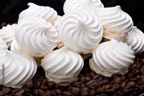 French vanilla meringue cookies and coffee beans
