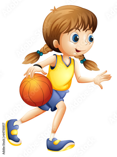 A cute young lady playing basketball