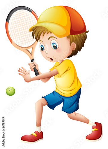 A young man playing tennis