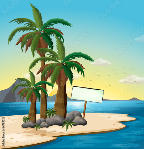 An empty signboard at the beach