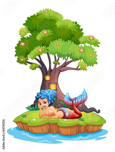 A mermaid near the treehouse
