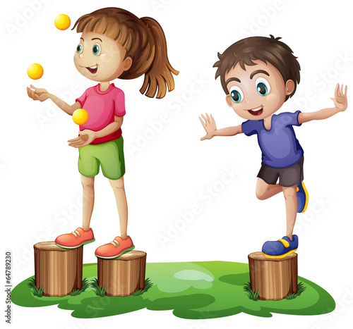Kids playing above the stumps