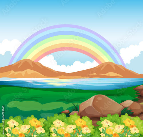 A view of the rainbow and the beautiful nature