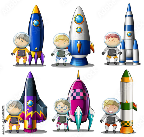 Explorers beside the rockets