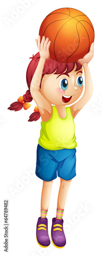 A young female basketball player