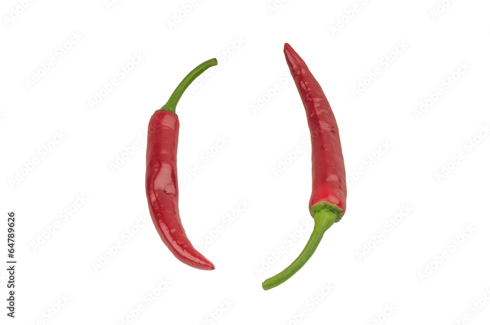 Red chilli peppers isolated on white Red chilli peppers isolated on white