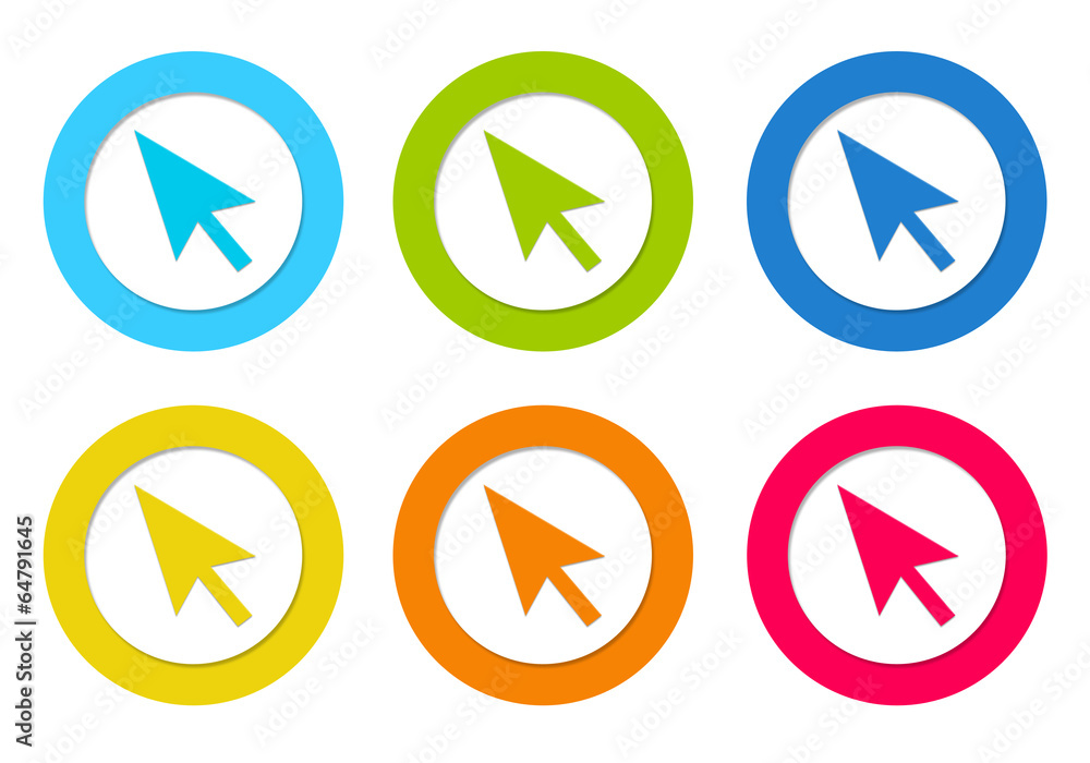 Set of colorful rounded icons with arrow symbol Set of colorful rounded icons with arrow symbol