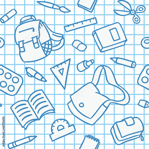 School pattern with education supplies
