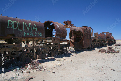 old train on the salar de uyuni