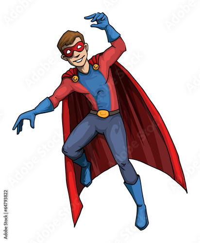 Male super hero character in flight