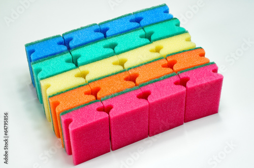 Colorful scouring sponges isolated