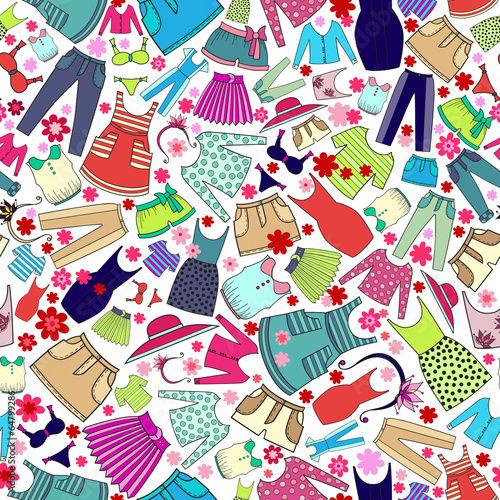 Vector pattern with ladies wear for use in design
