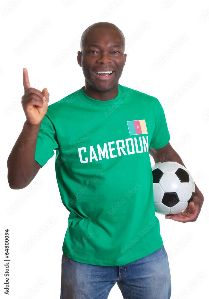 Happy soccer fan from Cameroon with ball Happy soccer fan from Cameroon with ball
