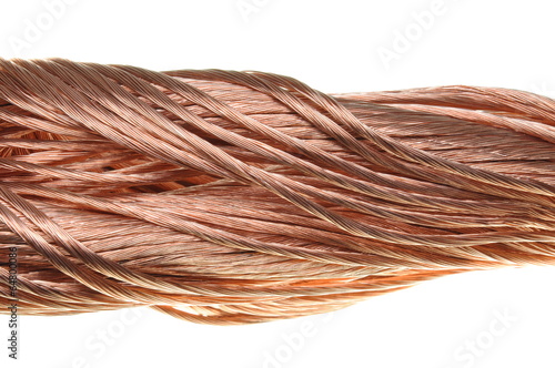 Copper cable isolated on white background 