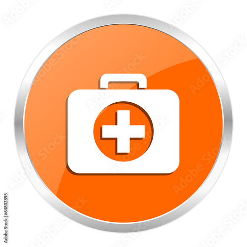 first aid orange glossy icon