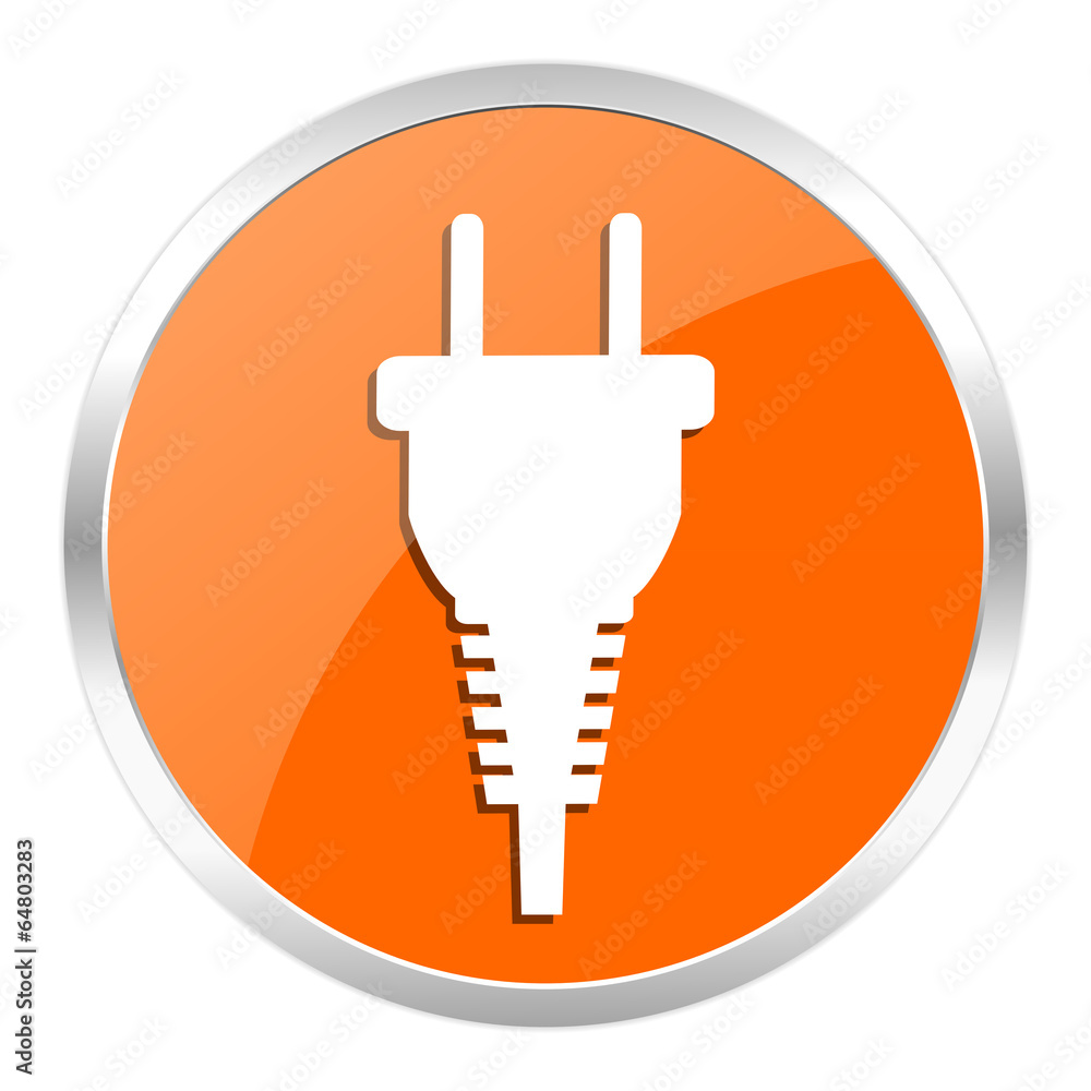 plug orange glossy icon plug orange glossy icon