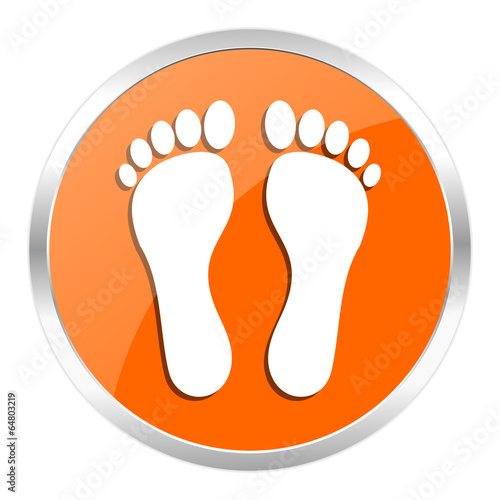 foot orange glossy icon