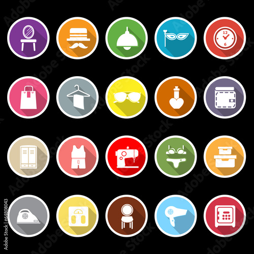Dressing room icons with long shadow