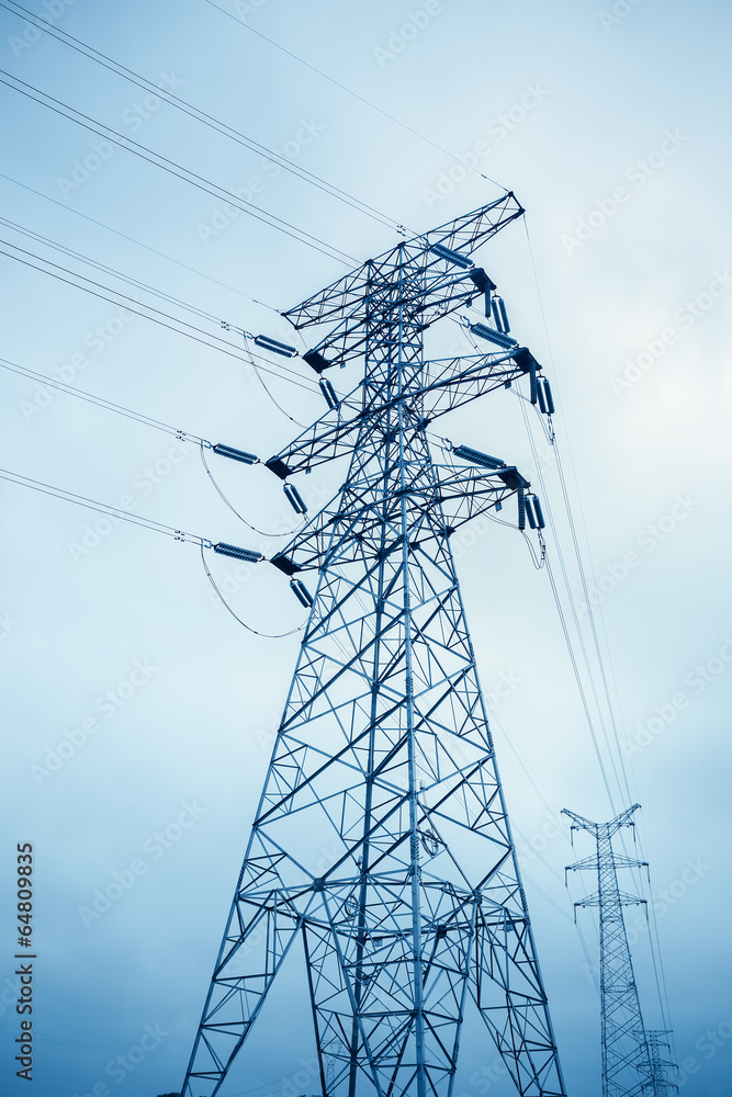 power transmission tower - obrazy, fototapety, plakaty 