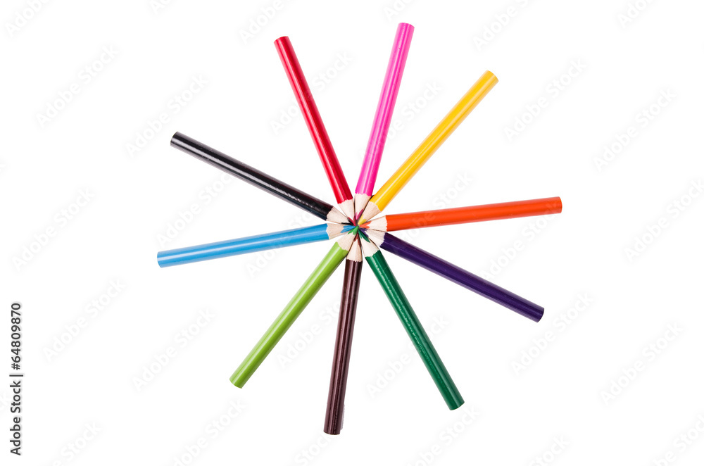 Fototapeta premium color pencils in a circle