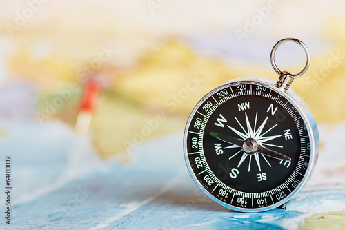 compass on the tourist map