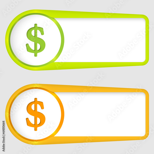 set of two boxes for entering text with dollar sign