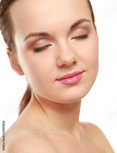 A beautiful woman, portrait isolated on white background © shefkate