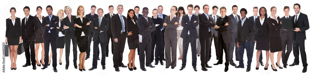 Panoramic Shot Of Confident Businesspeople Panoramic Shot Of Confident Businesspeople