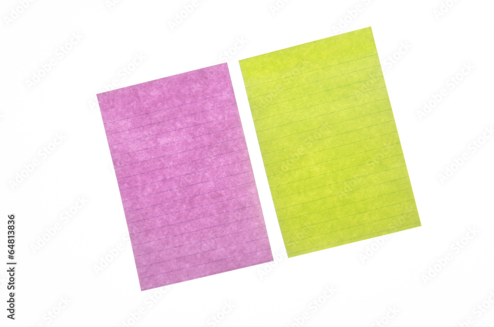 Paper note isolated on white background Paper note isolated on white background