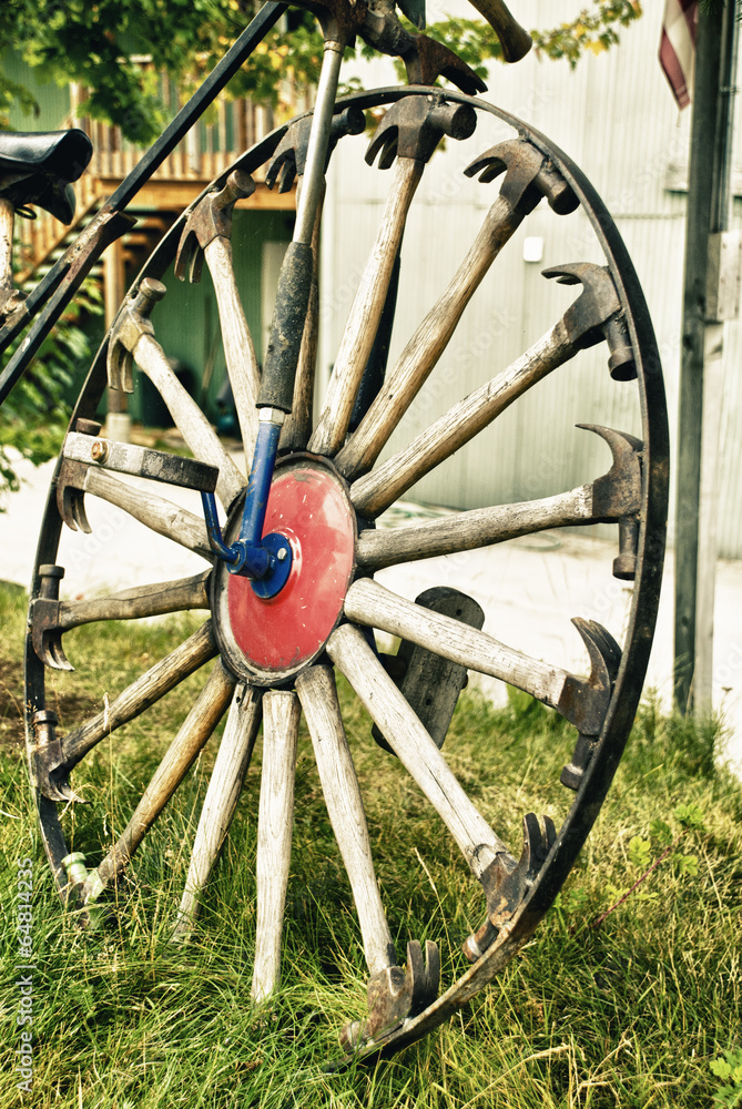 Vintage - Bicycle Wheel With Spokes Of Hammers
